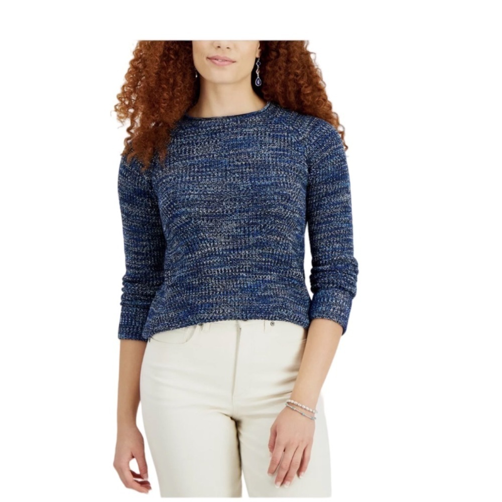 Style & Co. Blue Space-Dyed Long Sleeve Sweater NWT Size L